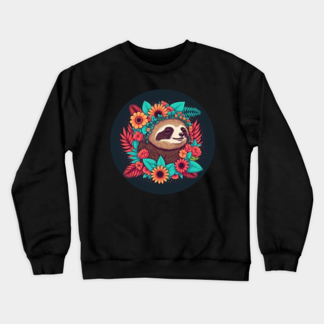 Sloth's Happy Mood: Cool and Adorable Sticker Crewneck Sweatshirt by ceemyvision